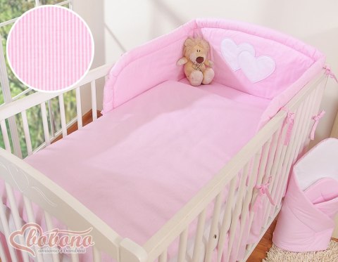 Bobono Pościel 3-cz 120x90 - Serduszka paseczki różowe