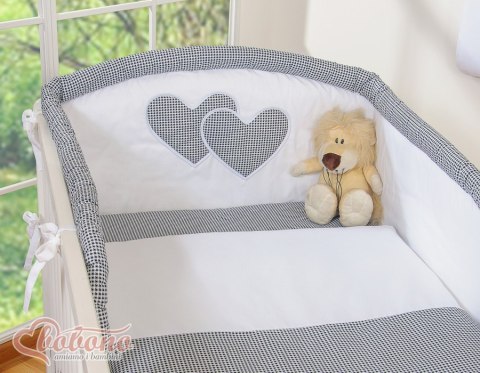 Bobono Pościel 3-cz 120x90 Serduszka - pepitka czarna