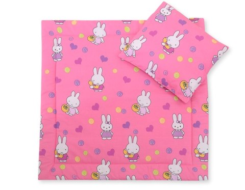 Bobono Pościel do wózka z wypełnieniem kołderka i poduszka - Hallo rabbit różowy