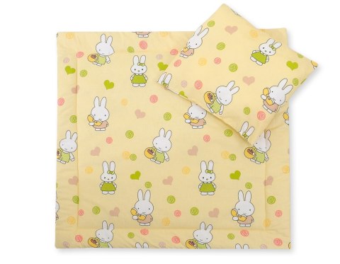 Bobono Pościel do wózka z wypełnieniem kołderka i poduszka - Hallo rabbit żółty