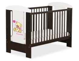 My Sweet Baby Drewniane łóżeczko dla niemowląt 120x60cm Miś z kokardką różowo-brązowe