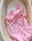 My Sweet Baby Kocyk polarowy dla niemowląt - Sowy Bigi Zibi & Adele- jasnoróżowy