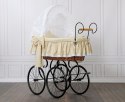 My Sweet Baby Luxury Wiklinowy kosz Mojżesza Retro ze składaną budką Christine - naturalny + beżowa pościel z koronką