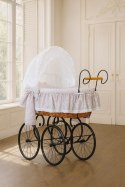 My Sweet Baby Luxury Wiklinowy kosz Mojżesza Retro ze składaną budką Jasmine - naturalny + różowa pościel z koronką