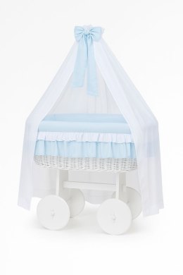 My Sweet Baby Wiklinowy kosz Mojżesza z baldachimem Deluxe Bellamy - biały + niebieska pościel