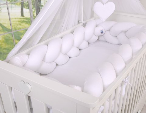 My Sweet Baby Ochraniacz warkocz pleciony do łóżeczka XXL - biały