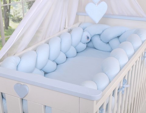 My Sweet Baby Ochraniacz warkocz pleciony do łóżeczka XXL - niebieski