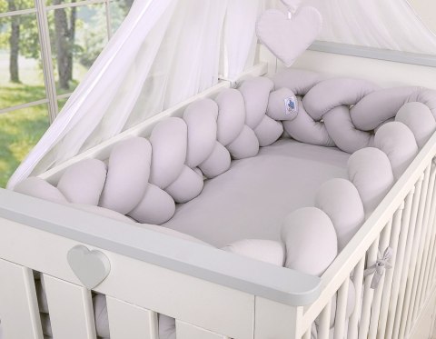 My Sweet Baby Ochraniacz warkocz pleciony do łóżeczka XXL -szary